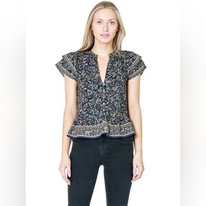 🖤 Veronica Beard Mahia Ruffle Paisley Peplum Top | Size 6